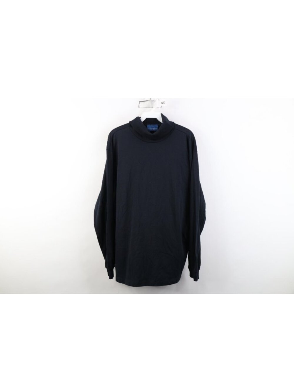 Vtg 90s Streetwear Mens XL Blank Knit Long Sleeve Turtleneck T-Shirt Black USA